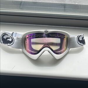 White and Pink/Purple Ski Goggles